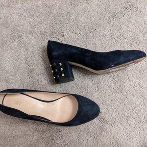 Ninewest studded blue suede loafers